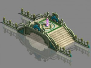 large city - small stone bridge Model 3D