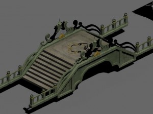 large city - small stone bridge 3D Model