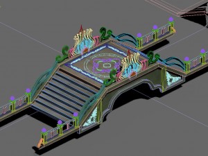 large city - small stone bridge 3D Model