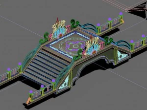large city - small stone bridge 3D Model