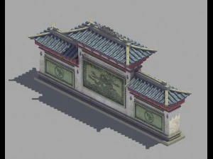 gro&szlig;es Haus - Eingang - Schattenwand 3D Modell