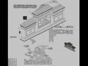 large house - entrance - shadow wall 3D 모델