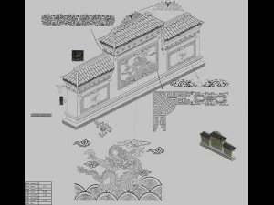 large house - entrance - shadow wall 3D Model