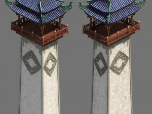 도로 종교 - 배경 타워 3D 모델