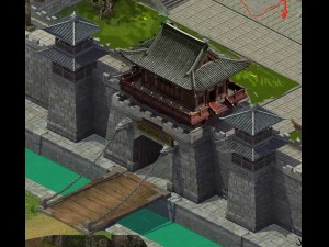 Verteidigungsmauer - Stadttor - H&auml;ngebr&uuml;cke 3D Modell