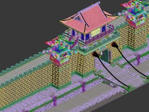 tembok pertahanan - gerbang kota - jembatan gantung Model 3D