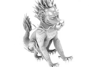 volcano ridge - unicorn stone statue 3D Model