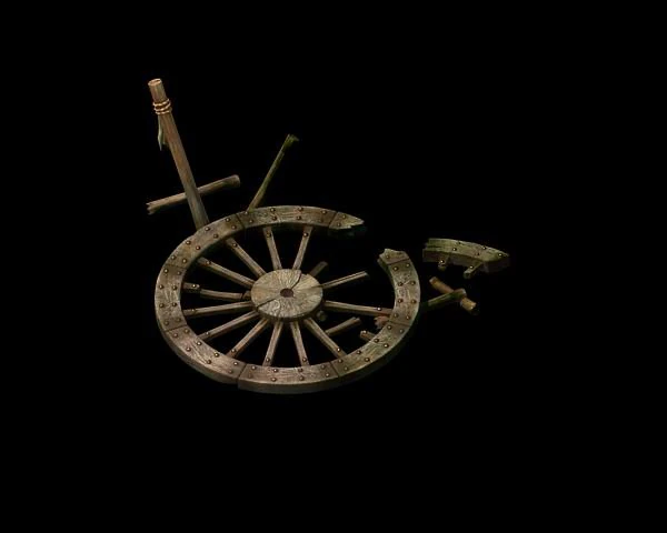 game model - prairie scene - broken wheel 01 3D Model .c4d .max .obj .3ds .fbx .stl .blend