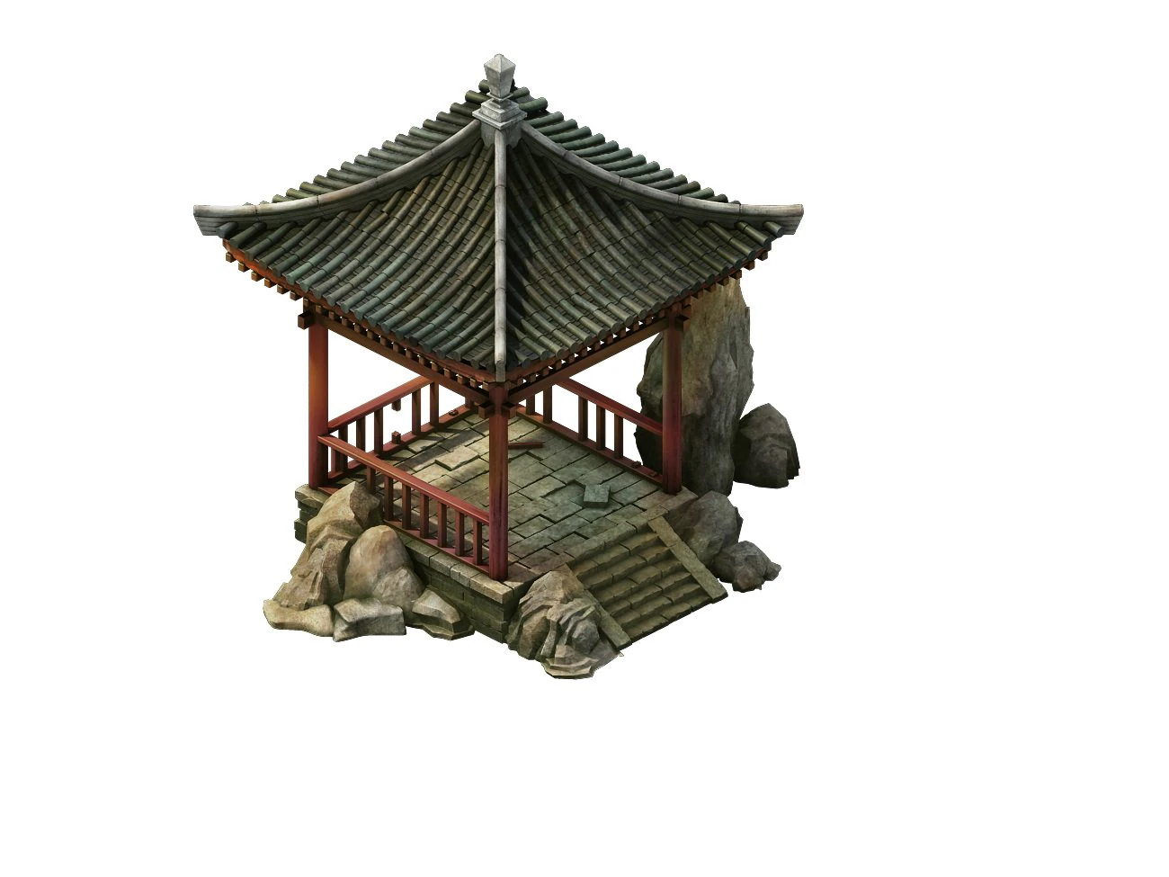 game model - prairie scene - gazebo 01 3D Model .c4d .max .obj .3ds .fbx .stl .blend 