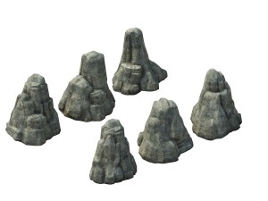 game model - prairie scene - grass stone 01 3D 모델