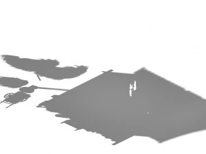 game model - prairie scene - grassland area houses 3D Model