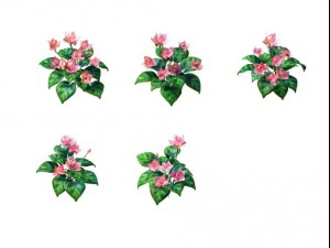 game model - prairie scene - long flower plants 01 3D Model