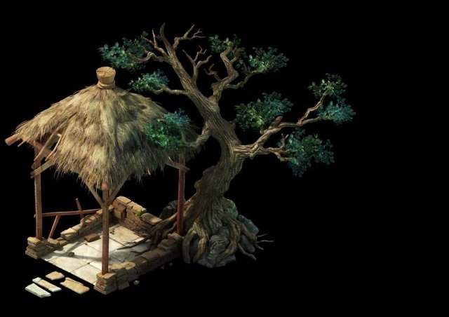 game model - prairie scene - long tree gazebo 01 3D Model .c4d .max .obj .3ds .fbx .stl .blend 