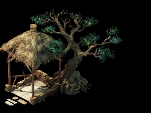 game model - prairie scene - long tree gazebo 01 Modèle 3D