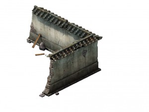 game model - prairie scene - ruins of broken walls 3D Model