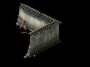 game model - prairie scene - ruins of broken walls 3D Model