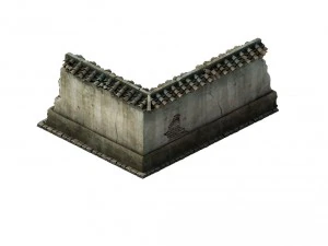 game model - prairie scene - ruins of broken walls 3D Model