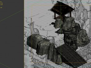 game model - prairie scene - stairs huts 01 Modelo 3D