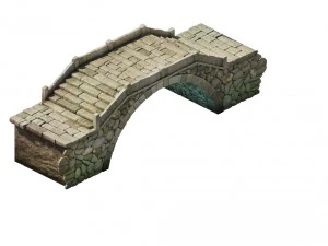 game model - prairie scene - stone bridge 01 3D Model
