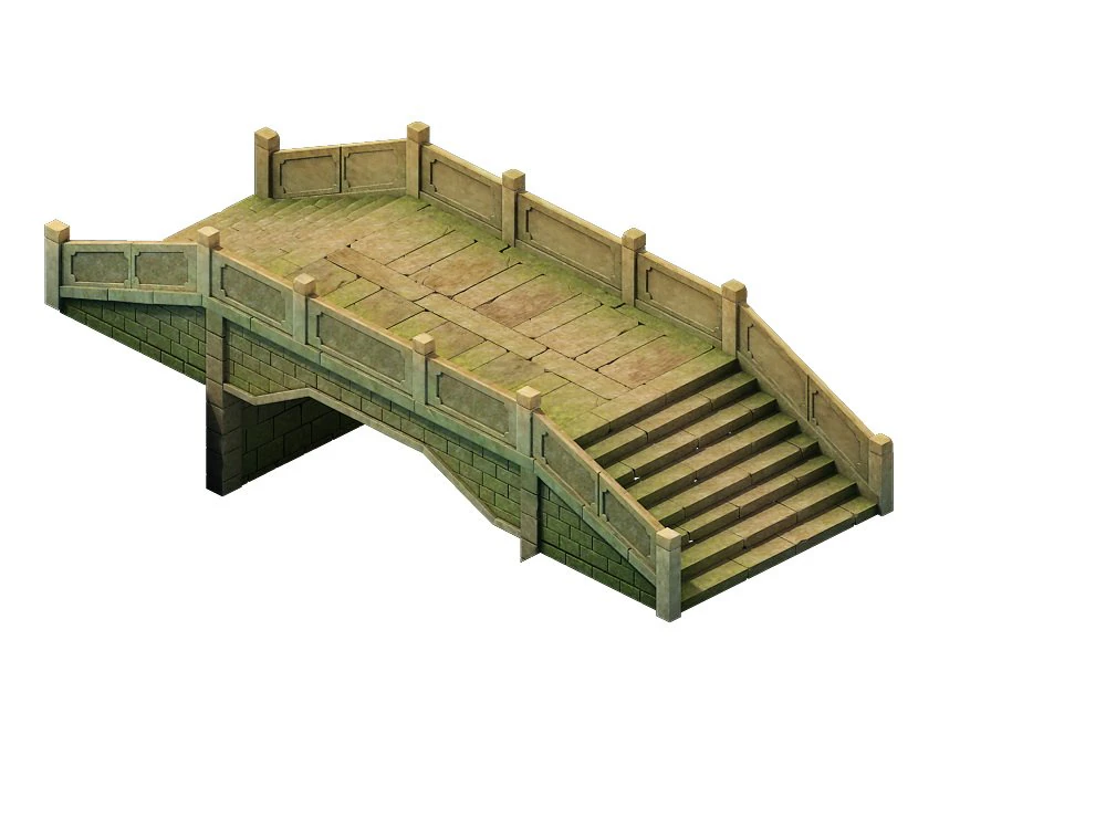 game model - prairie scene - stone bridge 02 01 3D Model .c4d .max .obj .3ds .fbx .stl .blend 