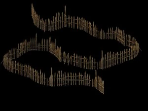 game model - prairie scene - wooden fence fence fe 3D Model