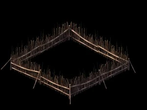 game model - prairie scene - wooden fence fence fe 3D Model