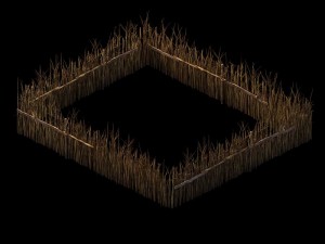 game model - prairie scene - wooden fence fence fe 3D Model