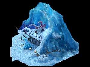 игровая модель - снег - строительство дома 01 3D Модель