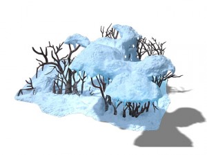 game model - snow - low shrubs 01 3D Model