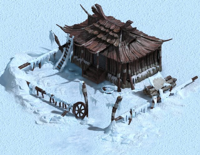 game model - snow - sparsely populated residential 3D 모델 .c4d .max .obj .3ds .fbx .stl .blend 