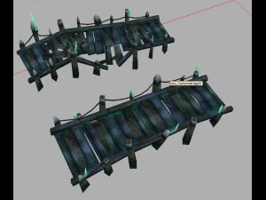 arena model permainan - jembatan kayu lapuk 01 Model 3D