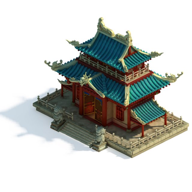 volcano hill - palace architecture 02 Model 3D .c4d .max .obj .3ds .fbx .stl .blend 