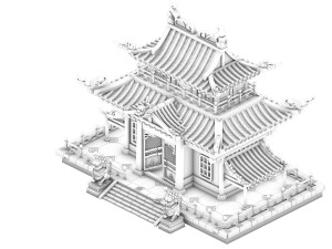 volcano hill - palace architecture 02 Model 3D