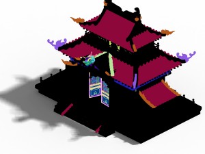 volcano hill - palace architecture 02 Model 3D