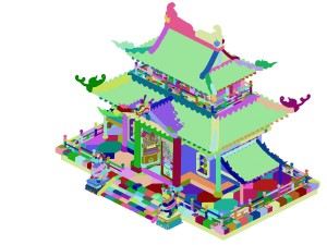 volcano hill - palace architecture 02 Model 3D