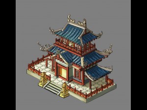 volcano hill - palace architecture 02 Model 3D