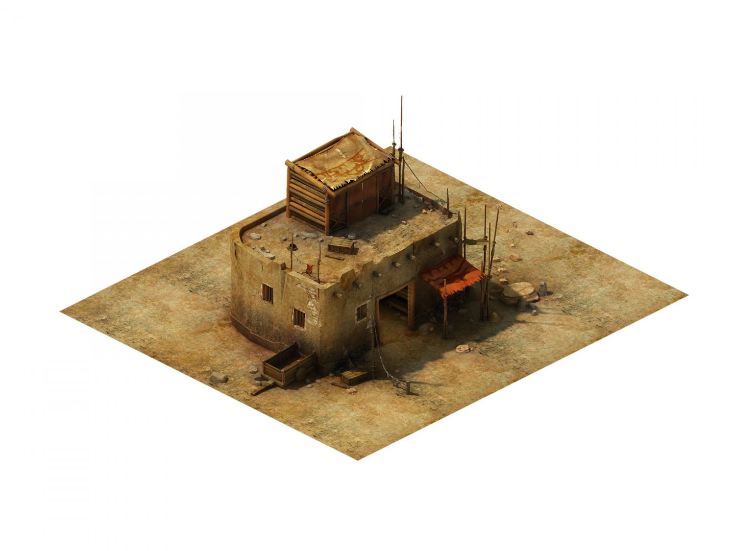 gobi desert - cottage main house 01 3D Model .c4d .max .obj .3ds .fbx .stl .blend 