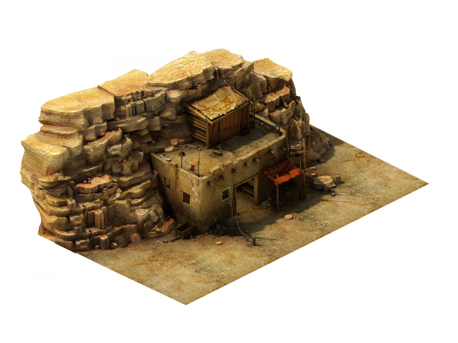gobi desert - cottage main house 02 3D Model .c4d .max .obj .3ds .fbx .stl .blend