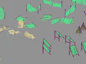seaside fishing tools - animal bones - casks - fis Model 3D