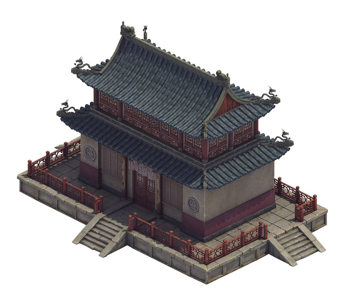 heyang city - temple hall 3D Model .c4d .max .obj .3ds .fbx .stl .blend