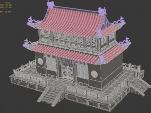 heyang city - temple hall Modèle 3D