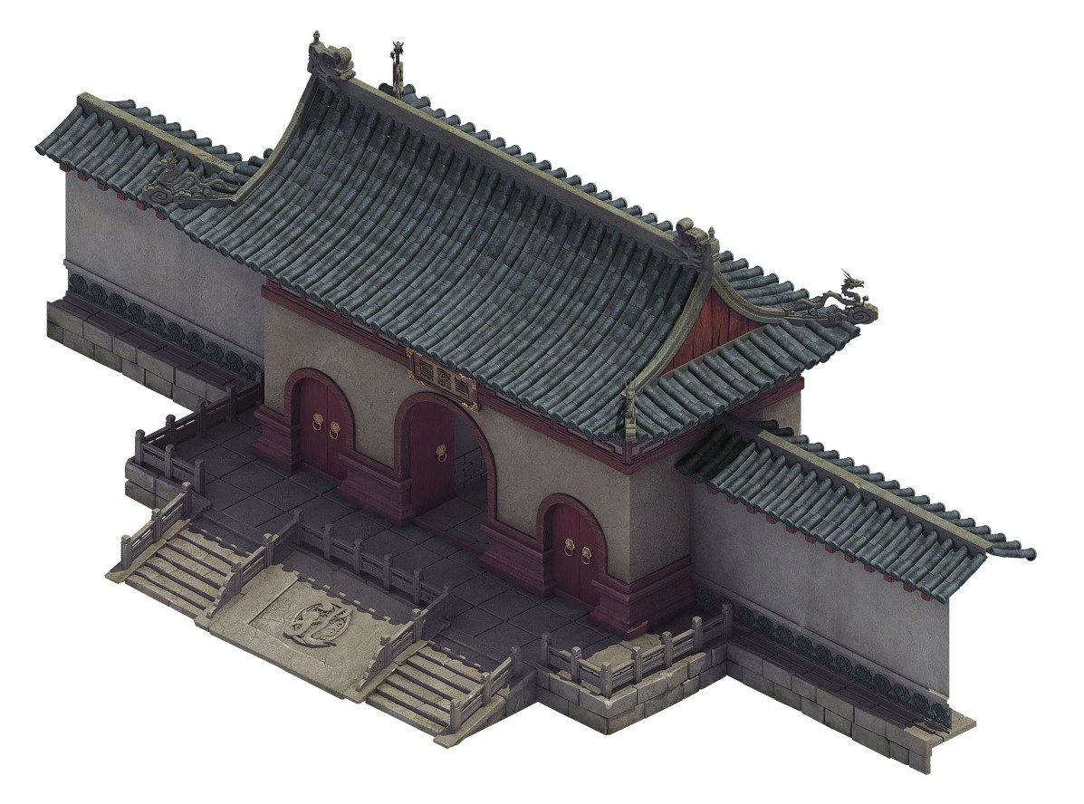 river city - temple gate 3D Model .c4d .max .obj .3ds .fbx .stl .blend 