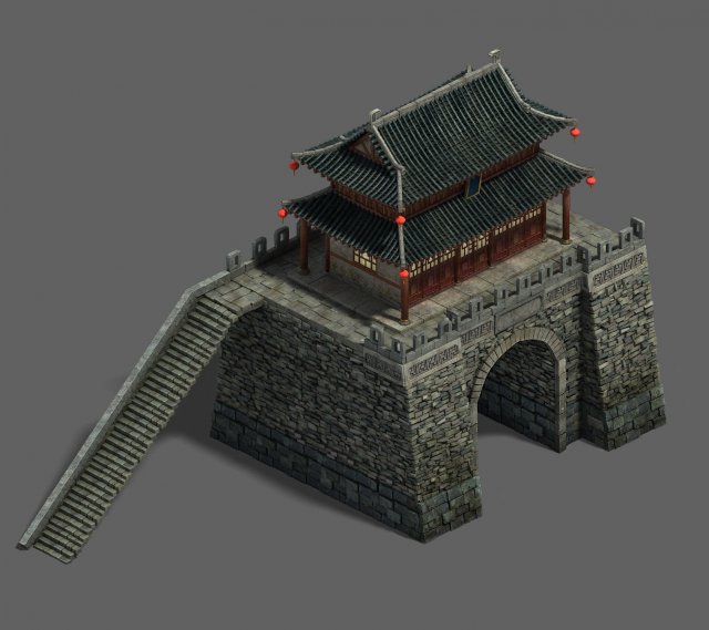 medium city - city gate 3D 모델 .c4d .max .obj .3ds .fbx .stl .blend 