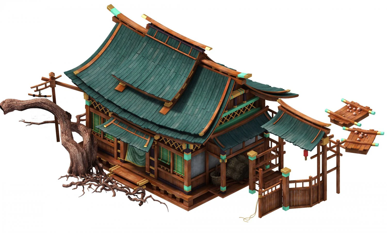 peach blossom village - inn 3D Model .c4d .max .obj .3ds .fbx .stl .blend 