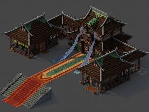 cena familiar - banco - armaz&eacute;m Modelo 3D