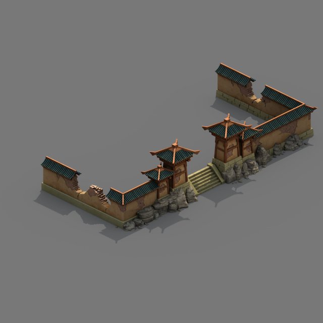 building - broken wall 3D Model .c4d .max .obj .3ds .fbx .stl .blend 