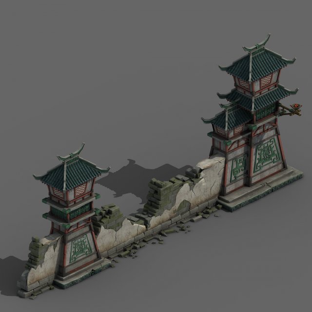building - broken wall 05 3D 모델 .c4d .max .obj .3ds .fbx .stl .blend 