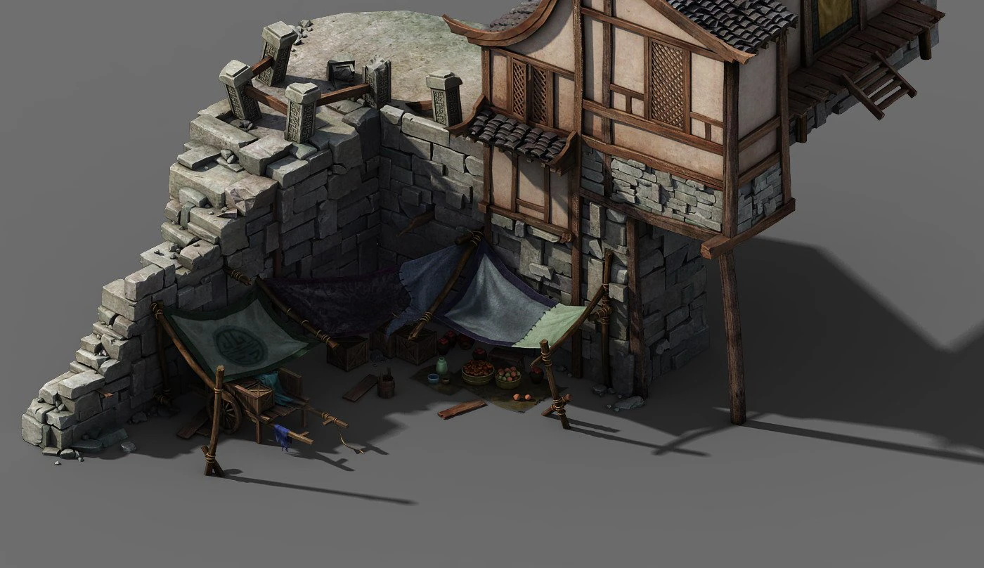 building - broken small stall 01 3D Model .c4d .max .obj .3ds .fbx .stl .blend 