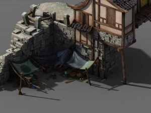 будівля - зламаний ларьок 01 3D Модель