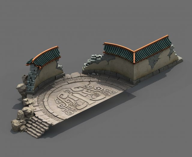 building - broken round wall 3D Модель .c4d .max .obj .3ds .fbx .stl .blend